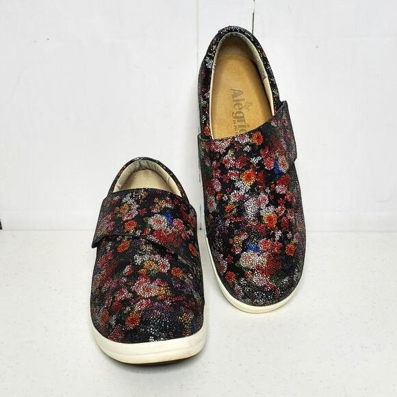 Traq Alegria Qin Garland Floral Print Leather Wedge Heel Professional Clogs 38 - Picture 12 of 12